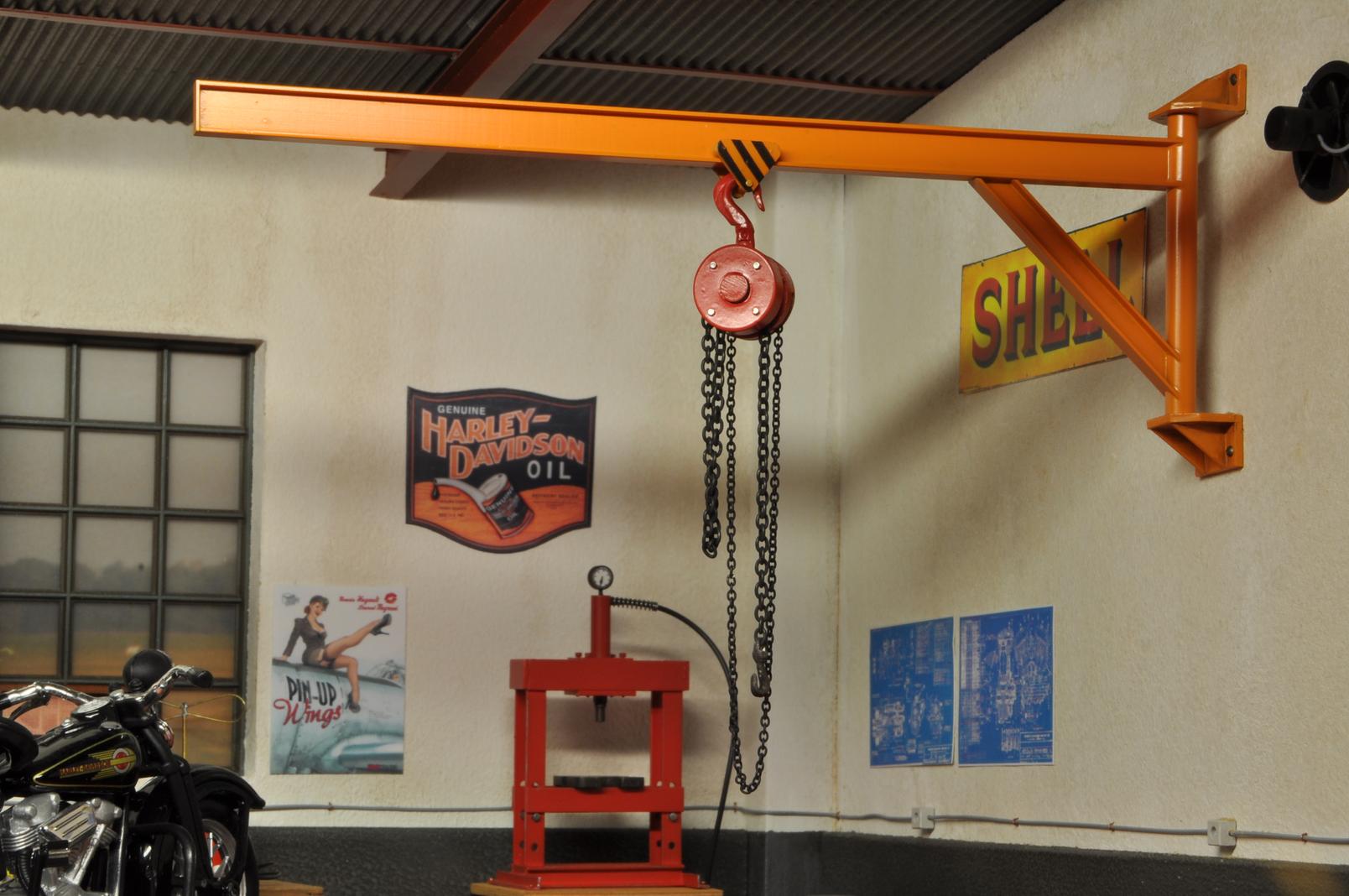 Wand kran kettenzug metall werkstatt garage diorama deko zubehör 1 ... Metall deko für die wand
